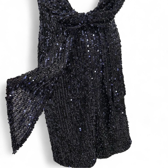 NWT Mac Duggal 26438 Cowl Back Sequin Midnight Blue Dress Size 10 - Picture 8 of 14